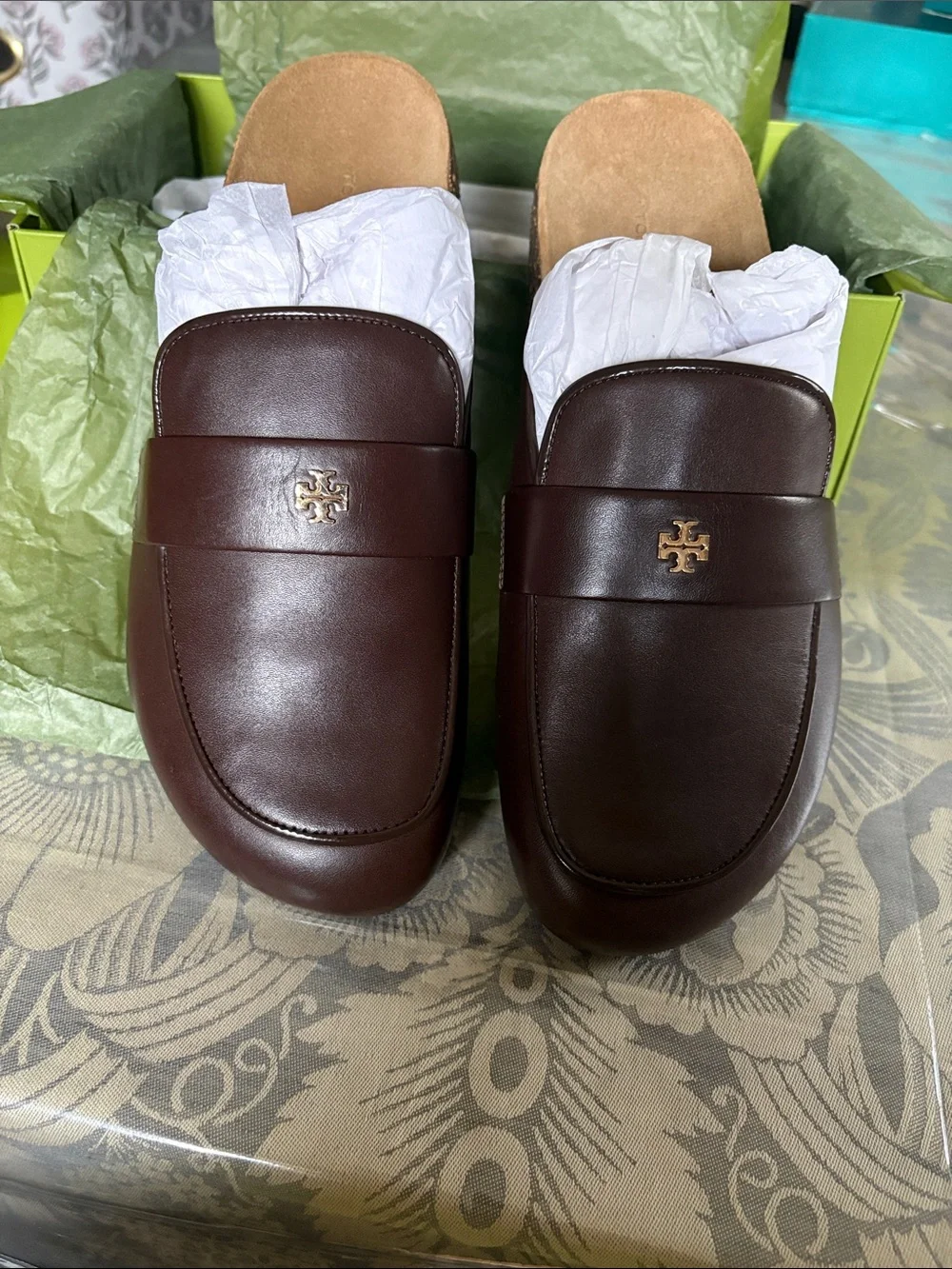 Tory Burch Everly Cork Mule in Deep Mocha (Brown)
